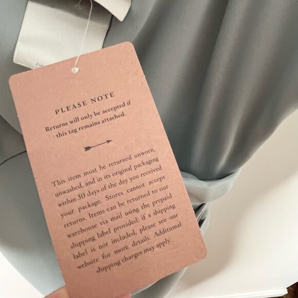 Anthropologie BHLDN Women Satin Freya Maxi Dress Size 14 Light Blue Side Slit - Picture 9 of 16